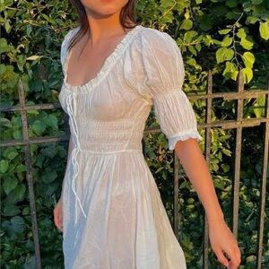 Doen Ischia White Puff Sleeve Dress